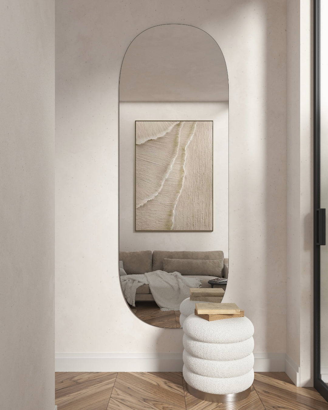 Opal Frameless Oval Full Length Wall Mirror 80cm x 180cm