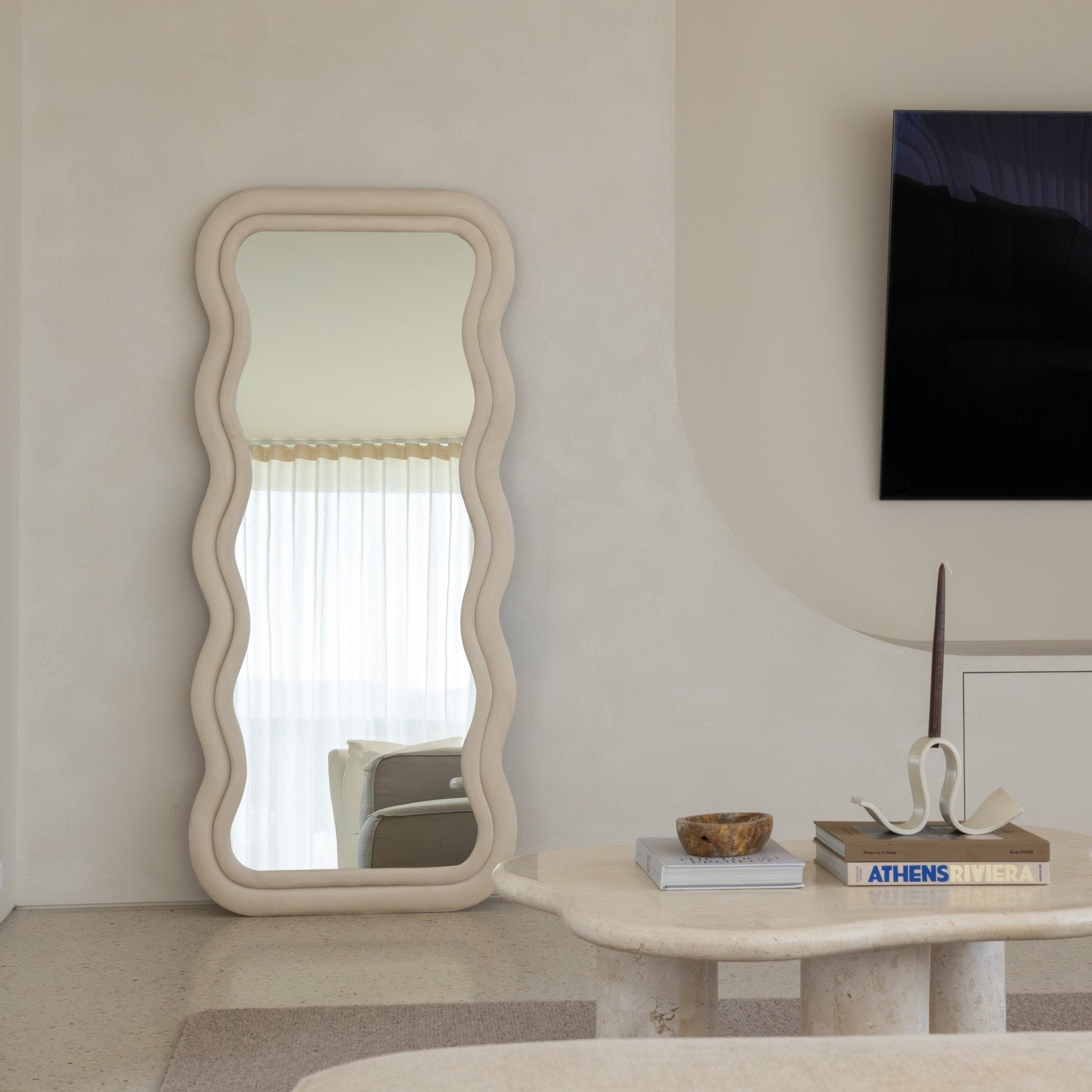 Luna Wavy White Full Length Mirror - 100cm x 200cm - Mirrors by Reflect