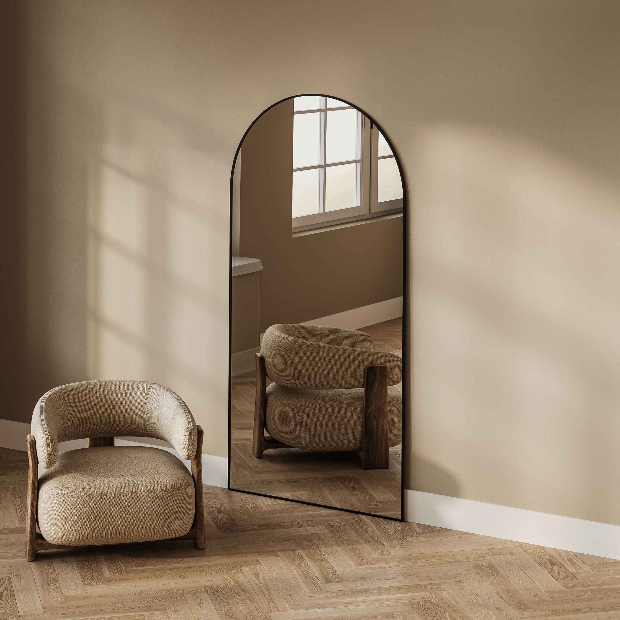 Noir | Black Arched Mirror - Mirrors by Reflect