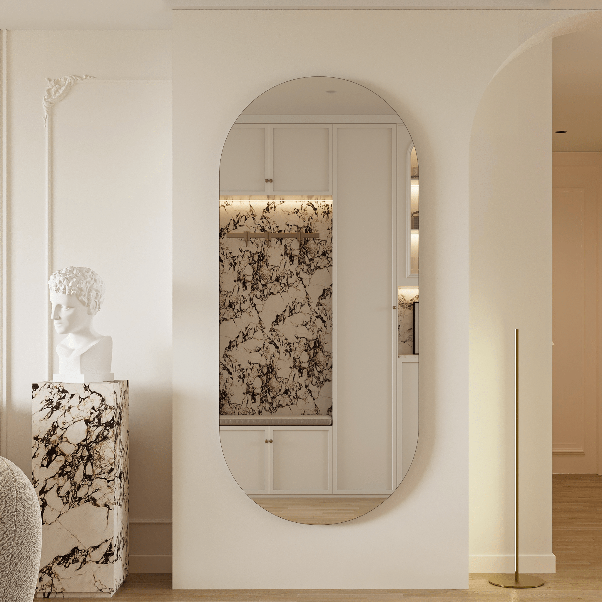 Opal Frameless Oval Full Length Wall Mirror - 80cm x 180cm - Mirrors by Reflect