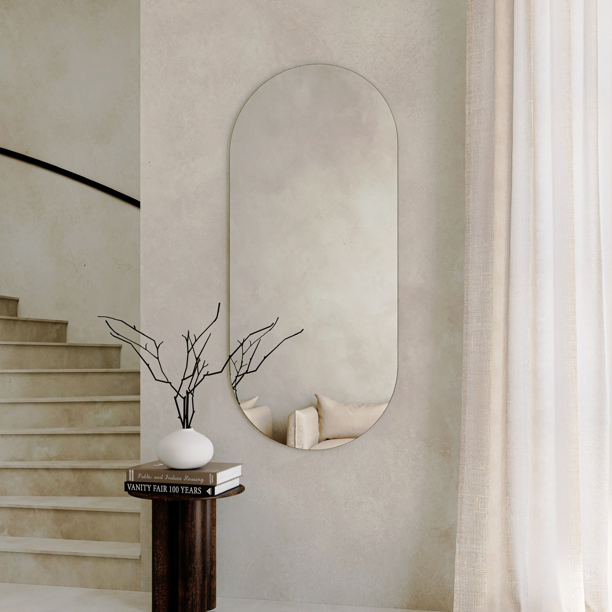 Opal Frameless Oval Full Length Wall Mirror - 80cm x 180cm - Mirrors by Reflect