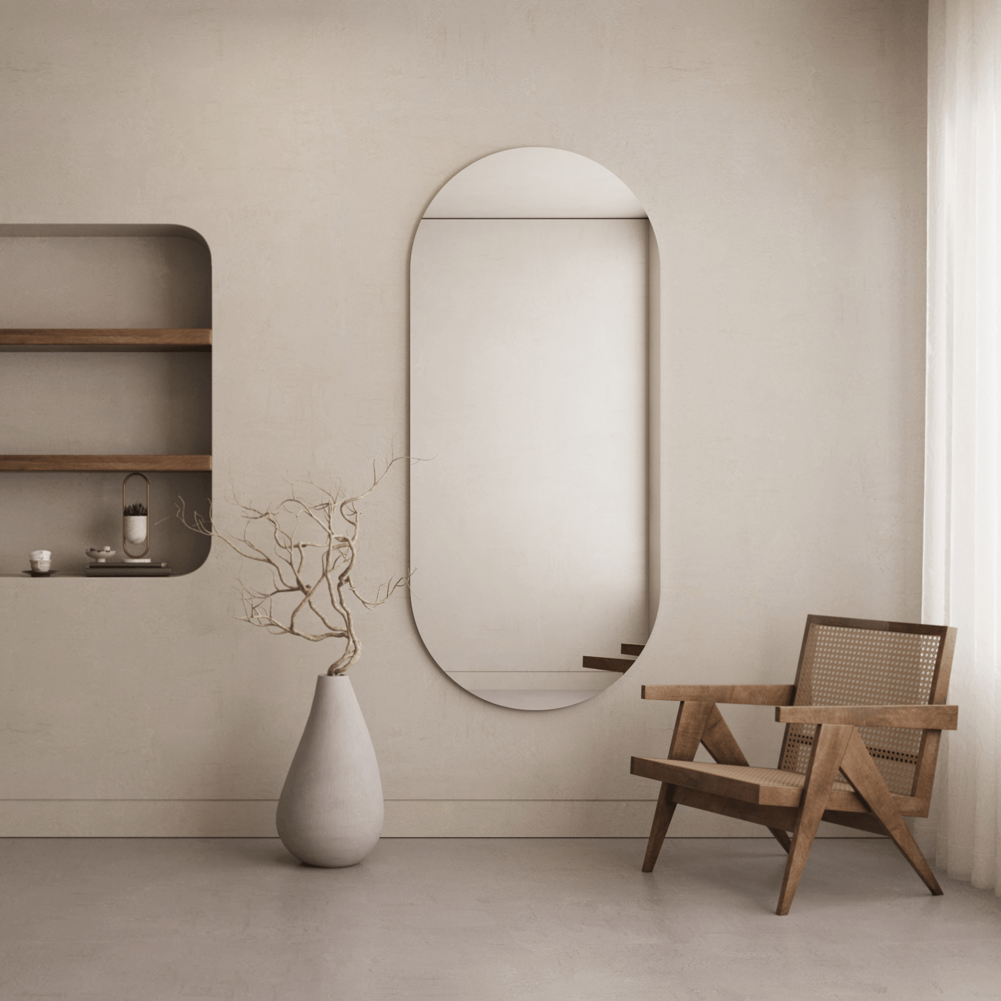 Opal Frameless Oval Full Length Wall Mirror - 80cm x 180cm - Mirrors by Reflect