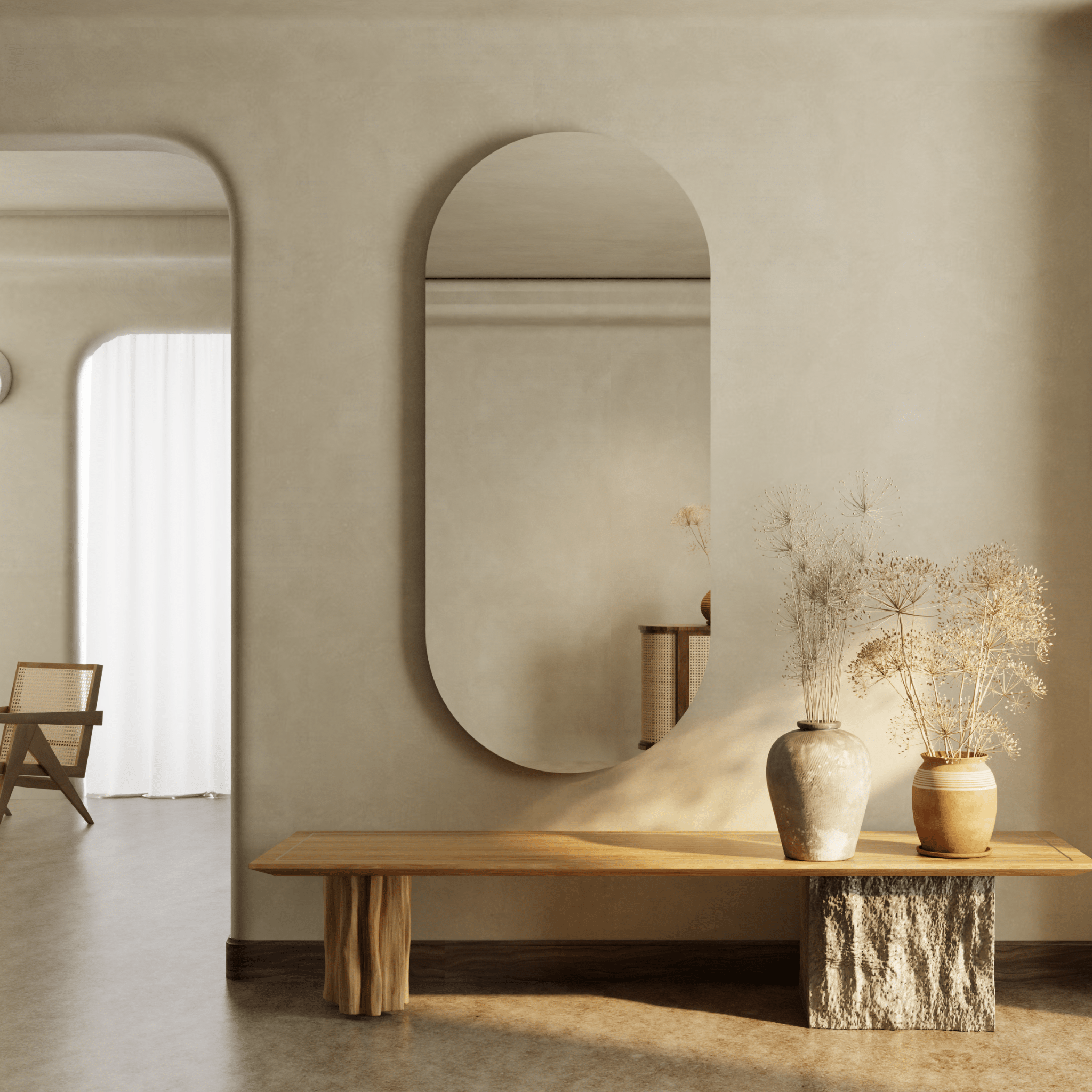 Opal Frameless Oval Full Length Wall Mirror - 80cm x 180cm - Mirrors by Reflect